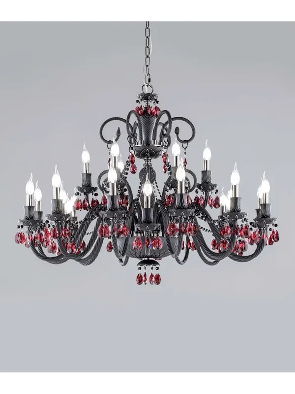 Lampadario classico lusso in cristallo nero 24 luci luxury m146 design swarovsky Reso Gratuito
