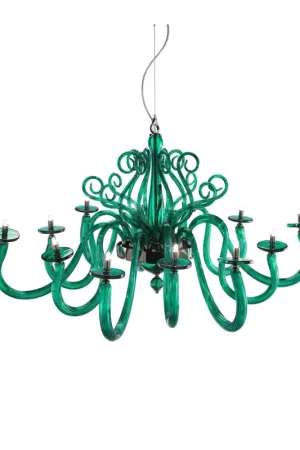 Compra Online Lampadario moderno in cristallo verde a 12 luci luxury m115 swarovsky