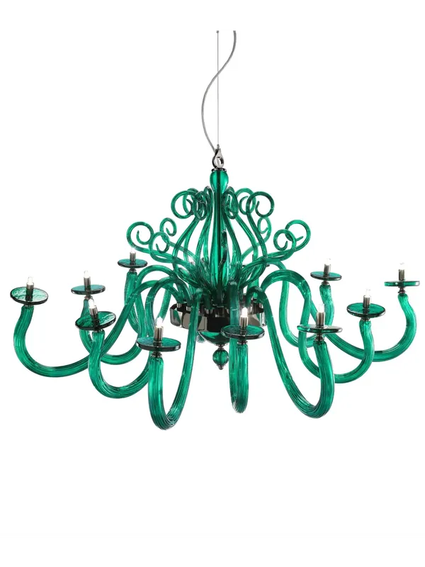 Compra Online Lampadario moderno in cristallo verde a 12 luci luxury m115 swarovsky
