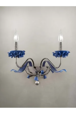 Applique classico in porcellana blu a 2 luci luxury m101 swarovsky A Buon Prezzo