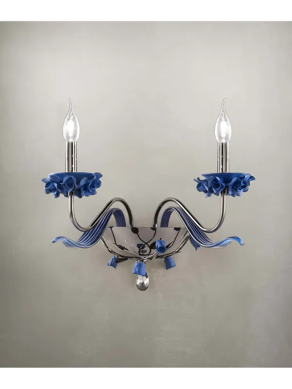Applique classico in porcellana blu a 2 luci luxury m101 swarovsky A Buon Prezzo