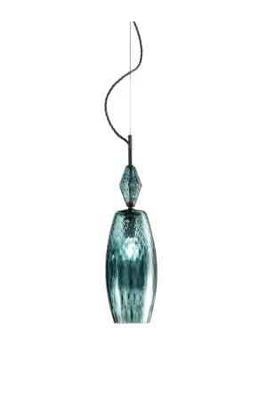 Lampadario a sospensione in vetro soffiato verde a 1 luce luxury m125 Prezzo Basso