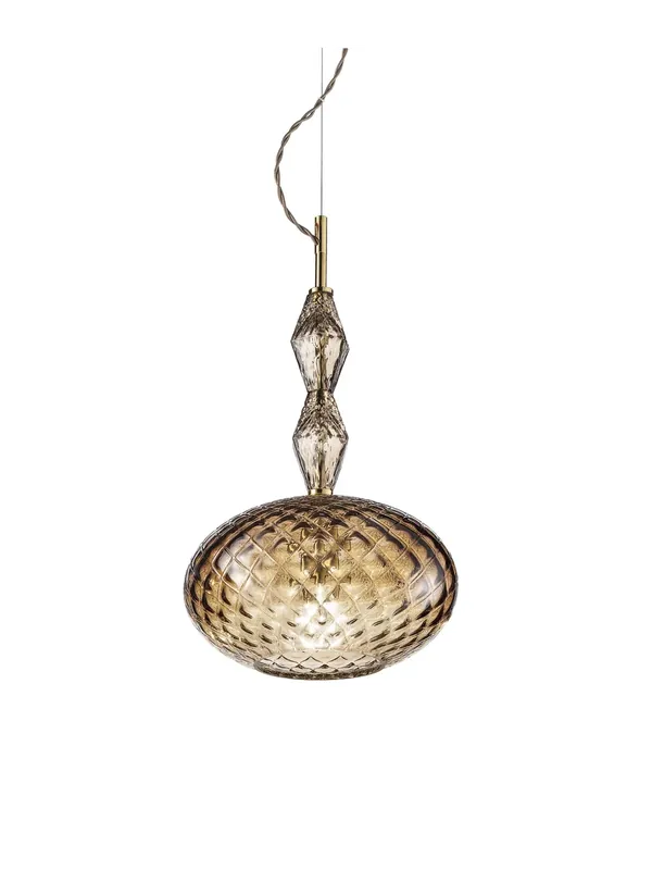 Offerta Del Giorno Lampadario a sospensione in vetro soffiato marrone a 1 luce luxury m124