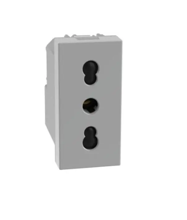 Esclusivo Presa bipasso Bticino MatixGo 2P+T 16A 1 modulo grigio - JG4180
