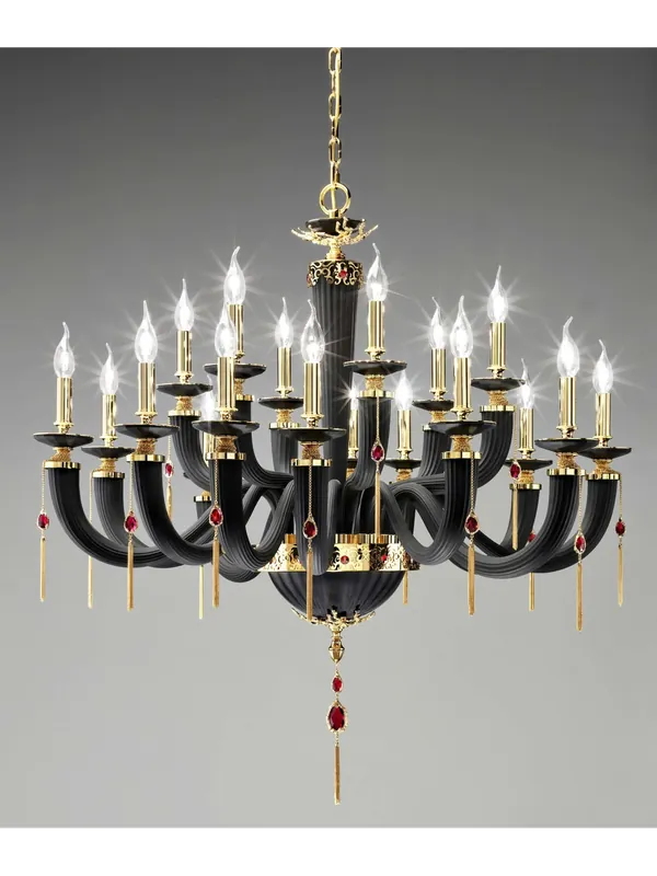 Offerta Lampo Lampadario classico lusso in cristallo nero e oro a 18 luci luxury m094 swarovsky