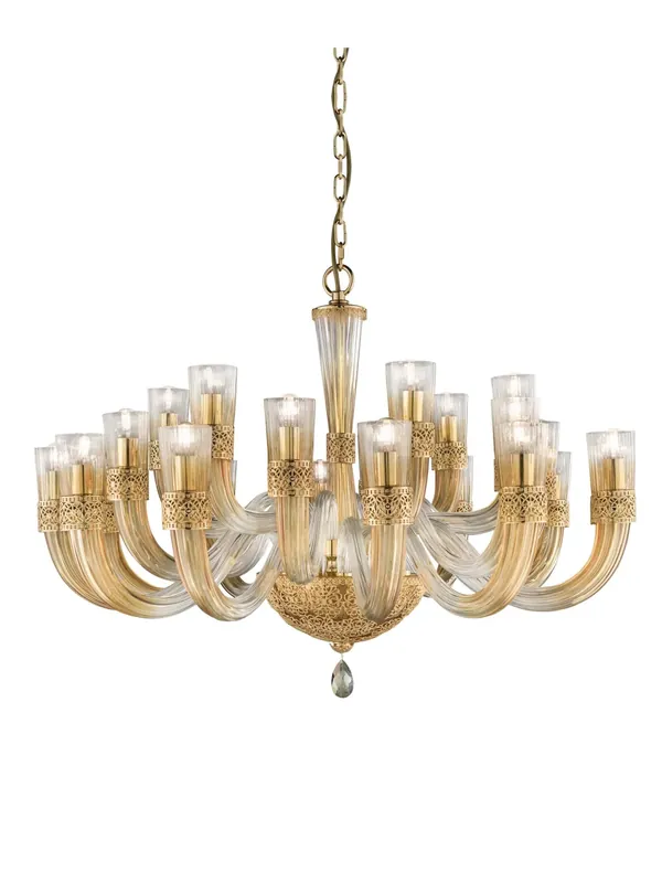 Nuova Collezione Lampadario classico in cristallo oro 24k a 24 luci luxury m084 swarovsky