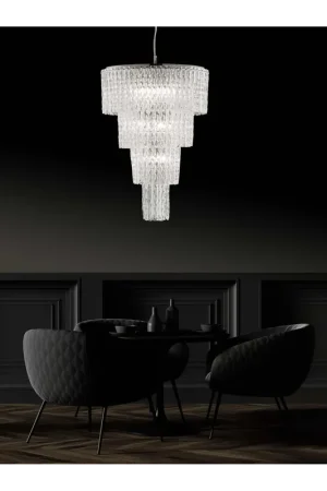 Consegna Rapida Lampadario moderno cascata in cristallo a 9 luci luxury m078 swarovsky