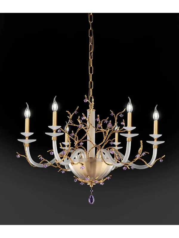 Lampadario classico in cristallo e oro satinato a 6 luci luxury m071 swarovsky Affare