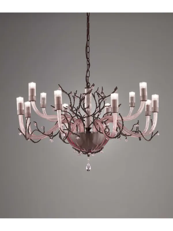 Lampadario classico in cristallo rosa a 12 luci luxury m069 swarovsky Affare