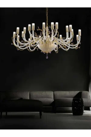 Spedizione Espresso Lampadario classico in cristallo e oro satinato a 24 luci luxury m068 swarovsky