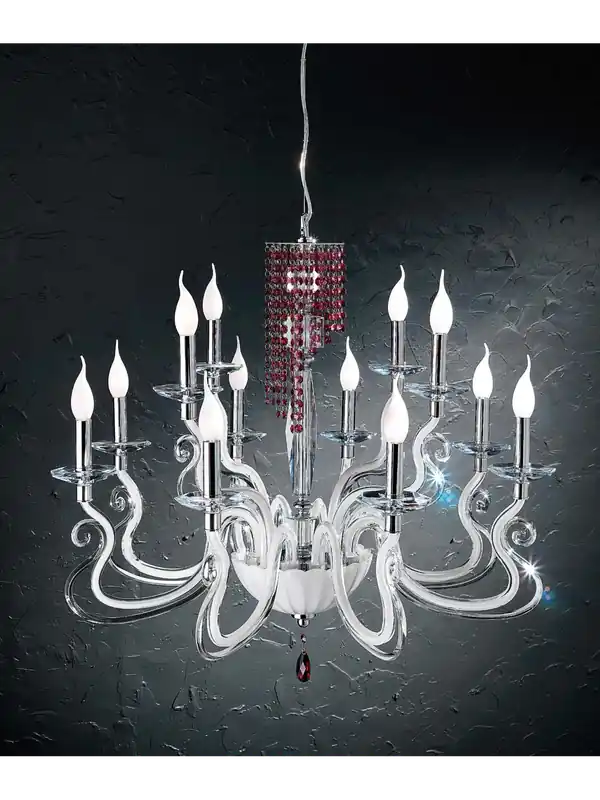 Lampadario moderno in cristallo rosso a 12 luci luxury m064 swarovsky Offerta Speciale