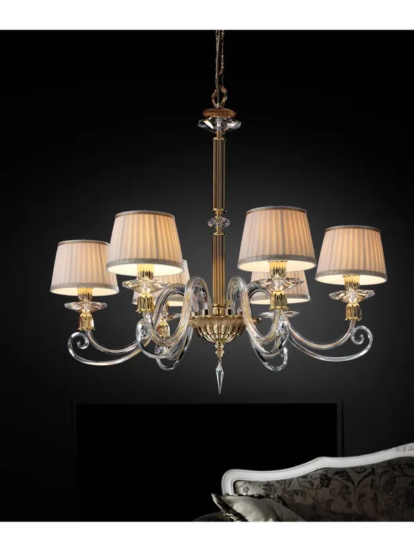 Reso Gratuito Lampadario in ottone e cristallo classico a 6 luci luxury m057 swarovsky