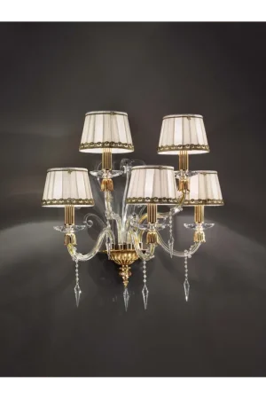 Applique classico in cristallo e ottone lusso a 5 luci luxury m053 swarovsky Promo Stagionale
