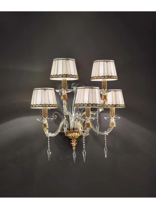 Applique classico in cristallo e ottone lusso a 5 luci luxury m053 swarovsky Promo Stagionale