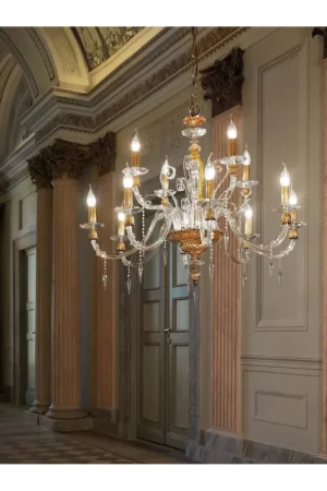 Economico Lampadario classico in cristallo e ottone lusso a 12 luci luxury m052 swarovsky