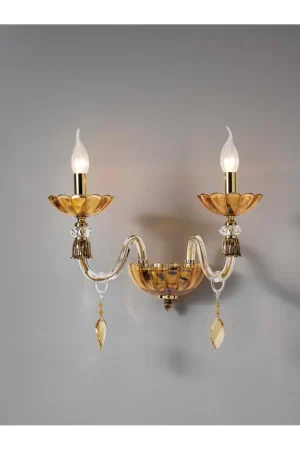 Promo Stagionale Applique classico in cristallo ambra lusso a 2 luci luxury m049 swarovsky