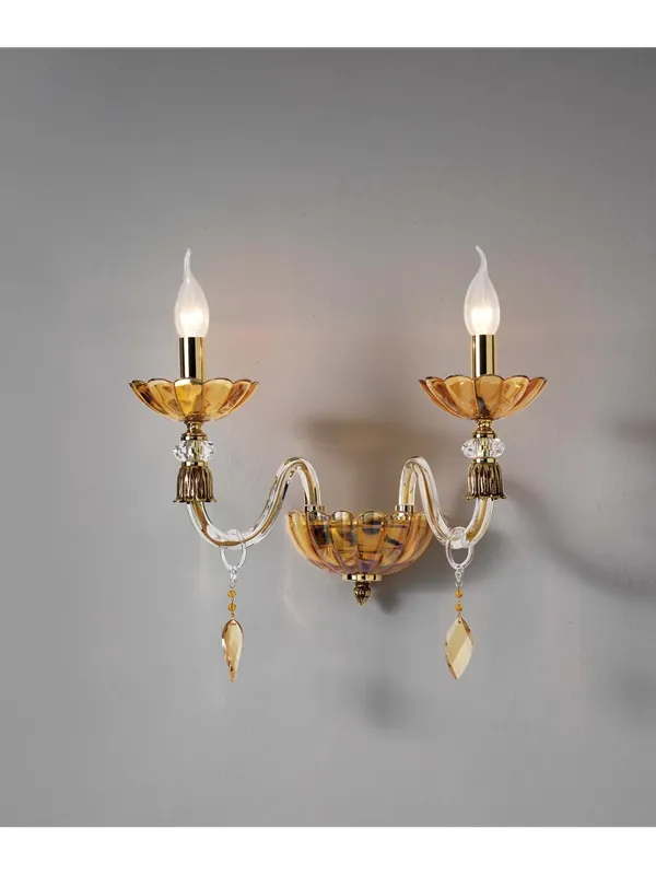 Promo Stagionale Applique classico in cristallo ambra lusso a 2 luci luxury m049 swarovsky