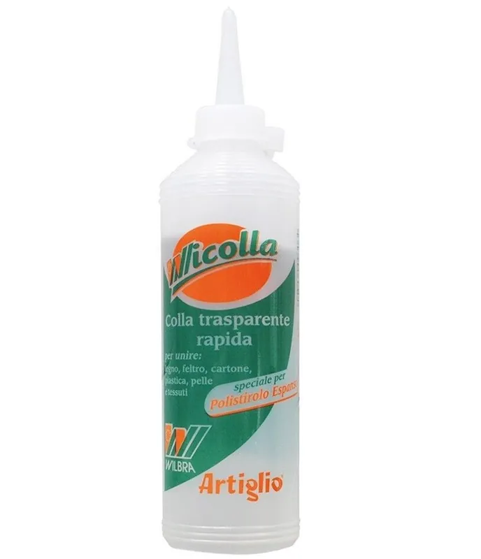 Colla adesivo vinilico trasparente Wi-Colla Artiglio 100g per polistirolo, tessuti, plastica/pvc, plexiglass, pelle e cuoio Solo Oggi