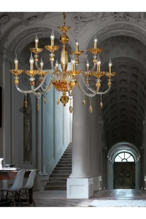 Di Tendenza Lampadario classico in cristallo ambra lusso a 12 luci luxury m047 swarovsky