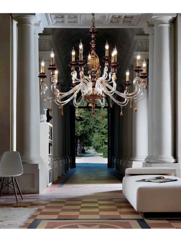 Prezzo Scontato Lampadario classico in ottone e cristallo lusso a 15 luci luxury m046 swarovsky