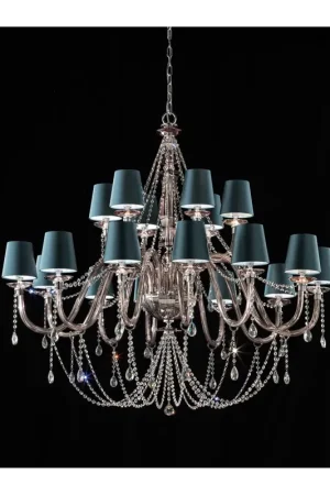Bestseller Lampadario classico lusso in cristallo fumè a 18 luci luxury m039 swarovsky