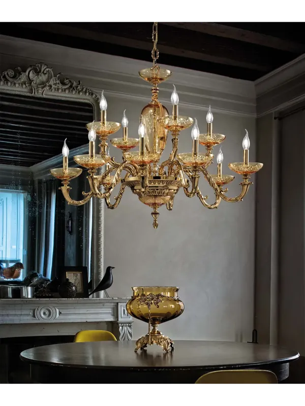 Offerta Speciale Lampadario classico lusso ottone oro 24k a 12 luci luxury m028 swarovsky