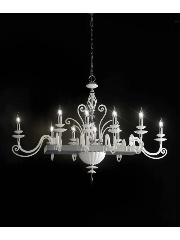 Lampadario contemporaneo lusso cristallo bianco a 10 luci luxury m022 swarovsky Offerta Lampo