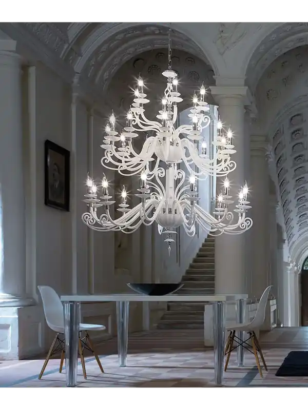 Lampadario contemporaneo lusso cristallo bianco a 30 luci luxury m020 swarovsky Promozione