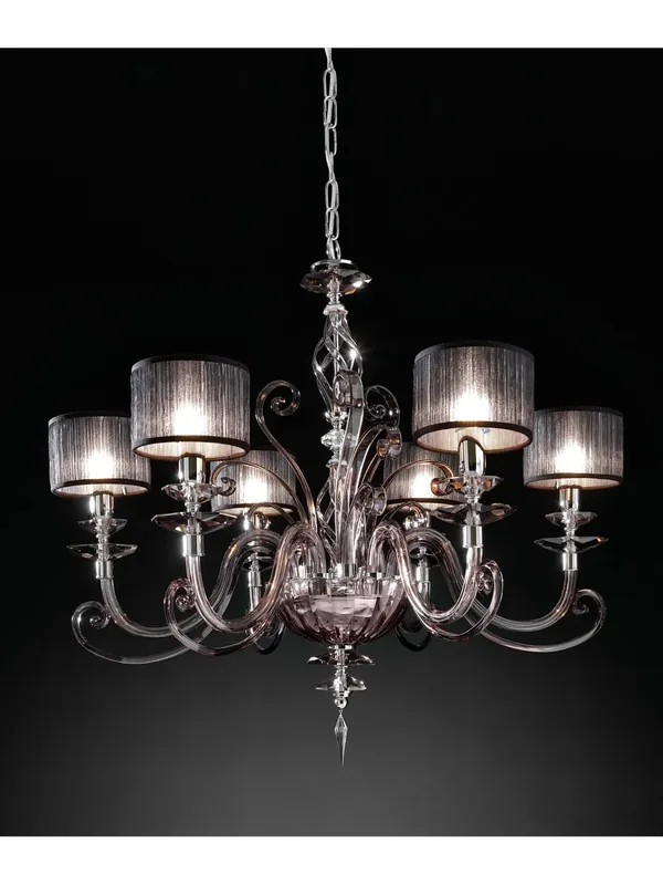 Lampadario contemporaneo lusso cristallo fumè a 6 luci luxury m018 swarovsky Popolare