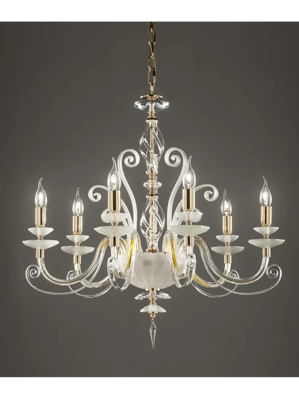 Lampadario classico lusso cristallo satinato a 6 luci luxury m014 oro swarovsky Ultima Occasione