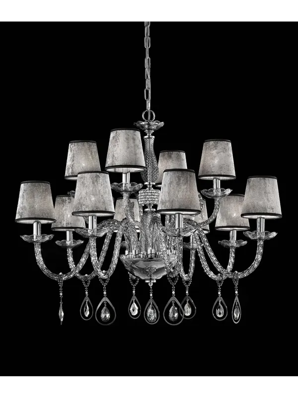 Lampadario classico lusso cristallo fumè a 12 luci luxury m011 cromo swarovsky Occasione
