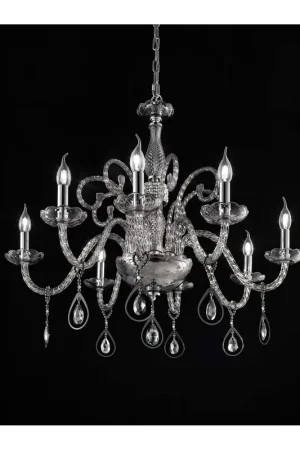 Compra Online Lampadario classico lusso cristallo fumè a 8 luci luxury m010 cromo swarovsky