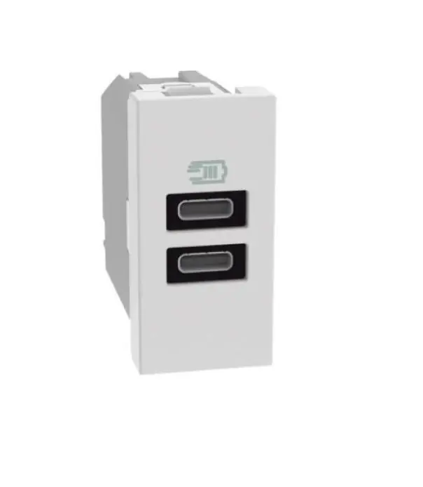 Caricatore Usb Bticino MatixGo due porte tipo C 1 modulo bianco - JW4191CC Più Venduto
