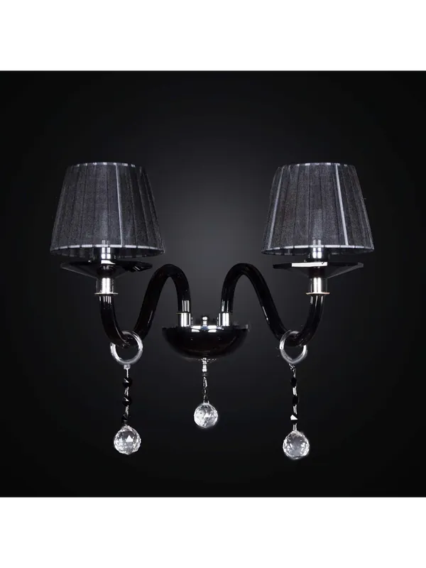 Prezzo Ridotto Applique in cristallo nero e trasparente a 2 luci BGA 2128/a2 design swarovsky