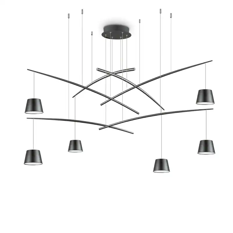 Più Venduto ideal lux fish sp6 nero lampadario sospensione IDEAL LUX 196992