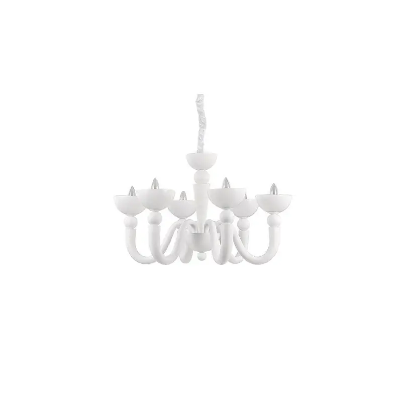 Spedito Oggi ideal lux bon bon sp6 bianco sospensione pendente a soffitto appesa sei luci IDEAL LUX 093994