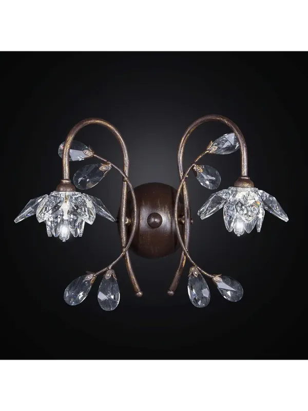 Occasione Applique classico ferro battuto e cristallo a 2 luci BGA 2201/a2