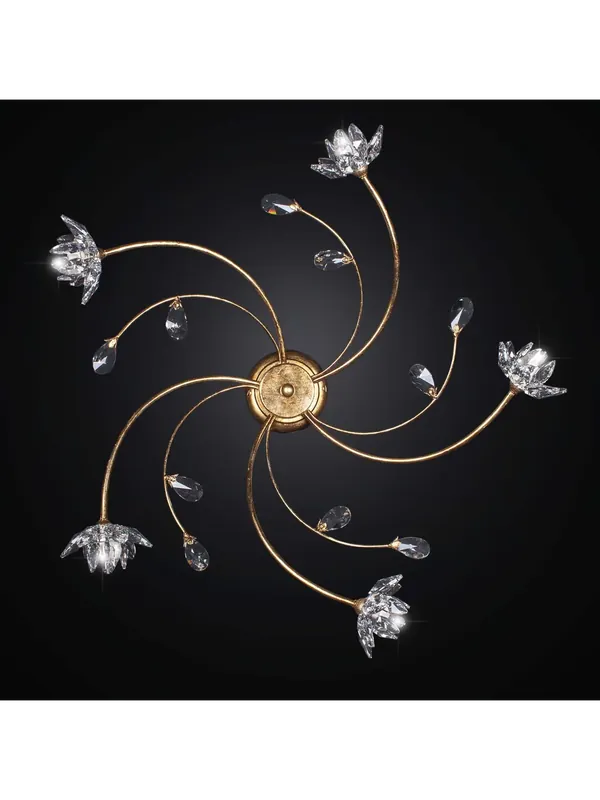 Bestseller Plafoniera classica foglia oro e cristallo 5 luci BGA 2201/pl5 design swarovsky