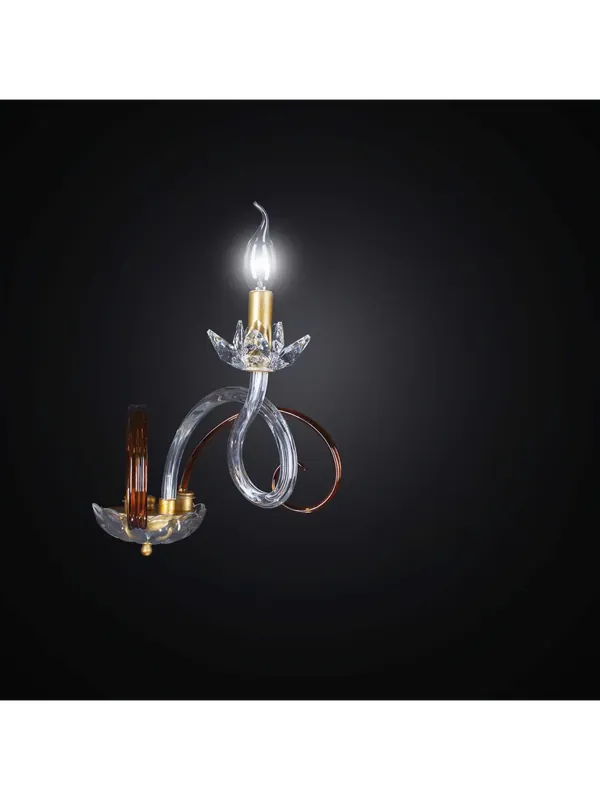 Offerta Lampo Applique in cristallo trasparente e ambra a 1 luce BGA 2210/a1 design swarovsky