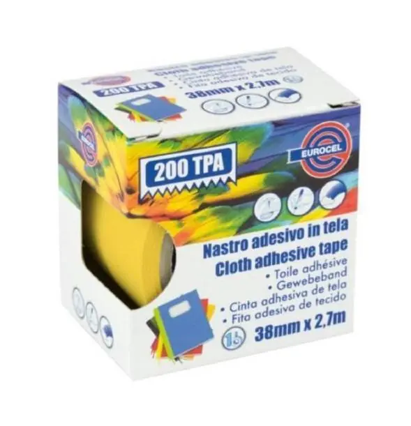 NASTRO ADESIVO IN TELA PLASTIFICATO TPA 38mm x 2,7mt GIALLO Vendita Finale