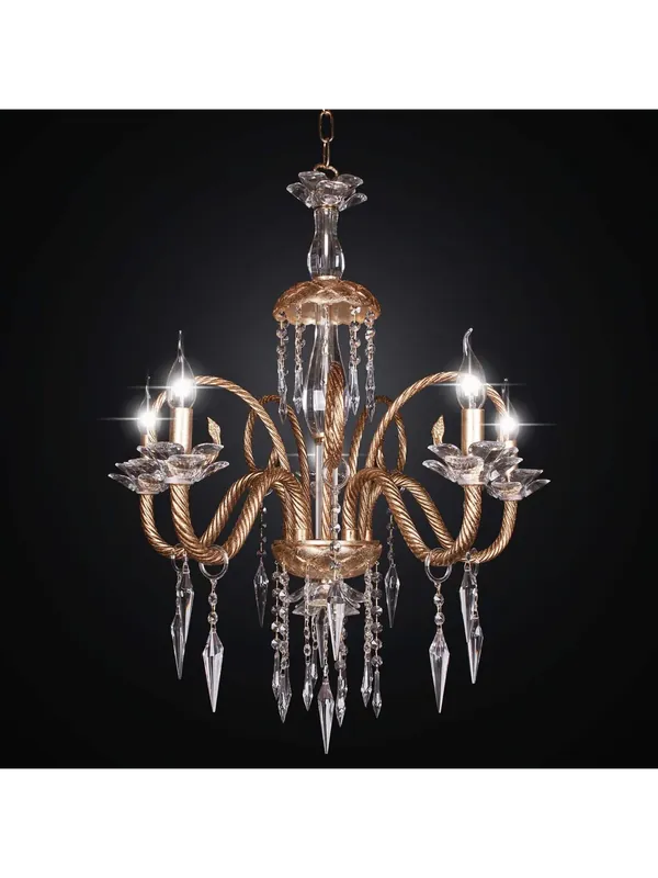 Non Perdere Lampadario classico in cristallo e foglia oro a 5 luci BGA 2219/5