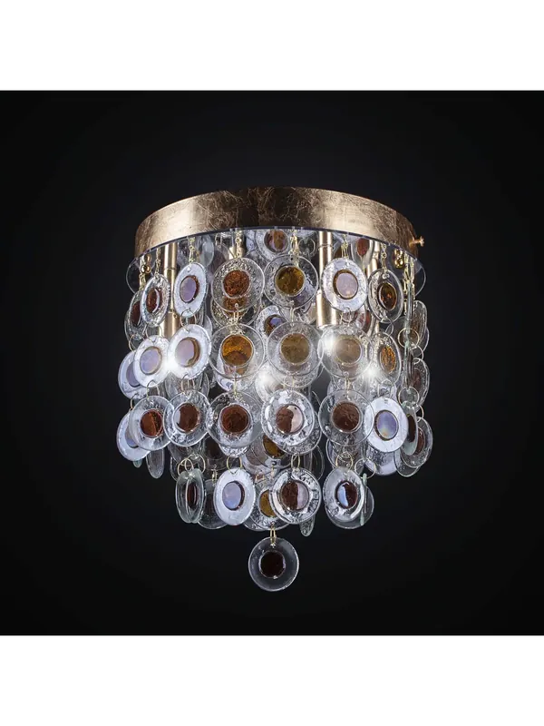 Plafoniera classica pendenti vetrofusione foglia oro a 4 luci BGA 2256/pl4 Prezzo Di Fabbrica