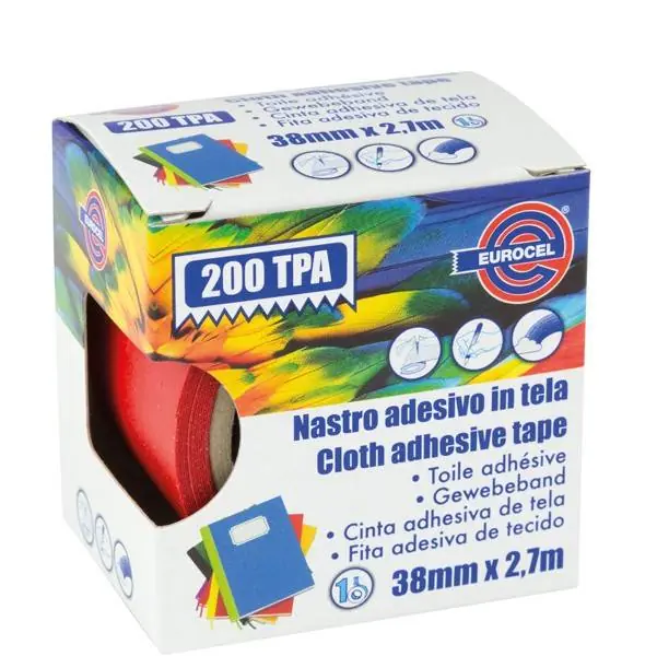 Più Venduto NASTRO ADESIVO IN TELA PLASTIFICATO TPA 38mm x 2,7mt ROSSO