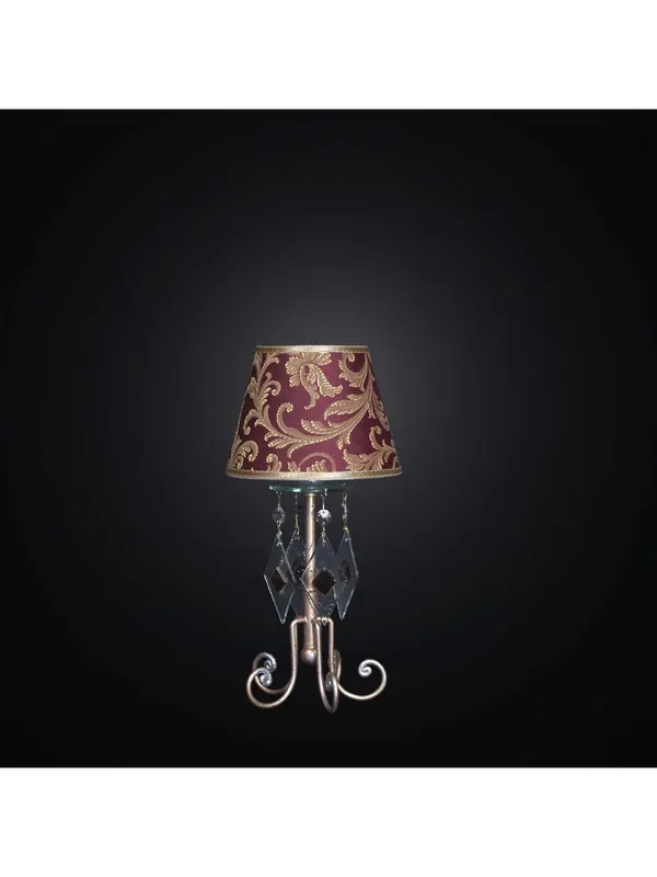 Subito Disponibile Lumetto classico in ferro battuto e vetrofusione a 1 luce BGA 2259/lp
