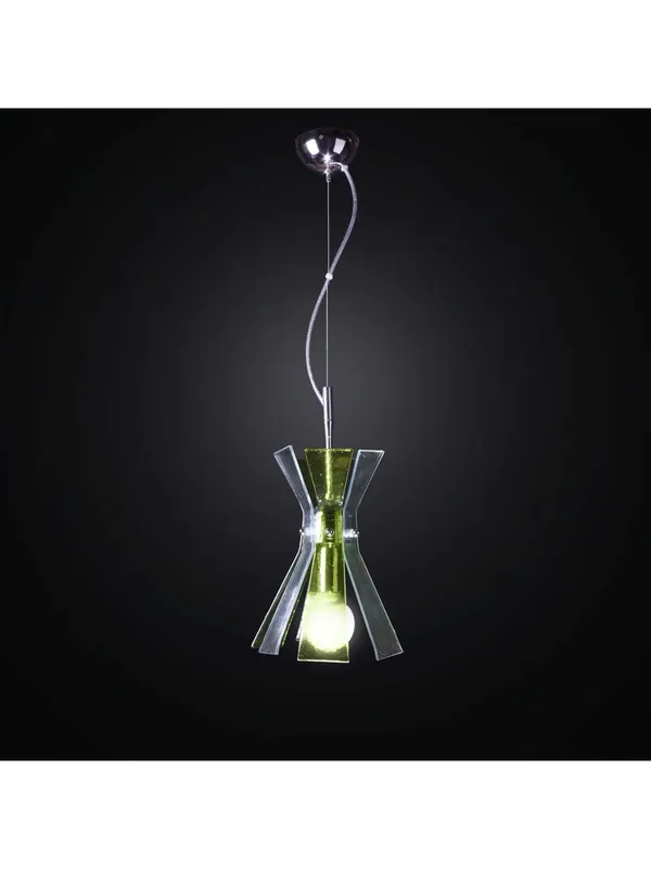 Lampadario a sospensione moderno 6 lastre vetrofusione verde 1 luce BGA 2268/pm Consegna Rapida