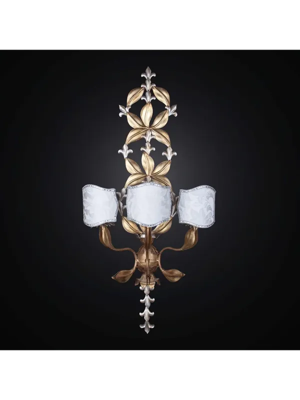 Applique classico in ferro battuto oro e argento a 3 luci BGA 2431/a3d2 Esclusivo