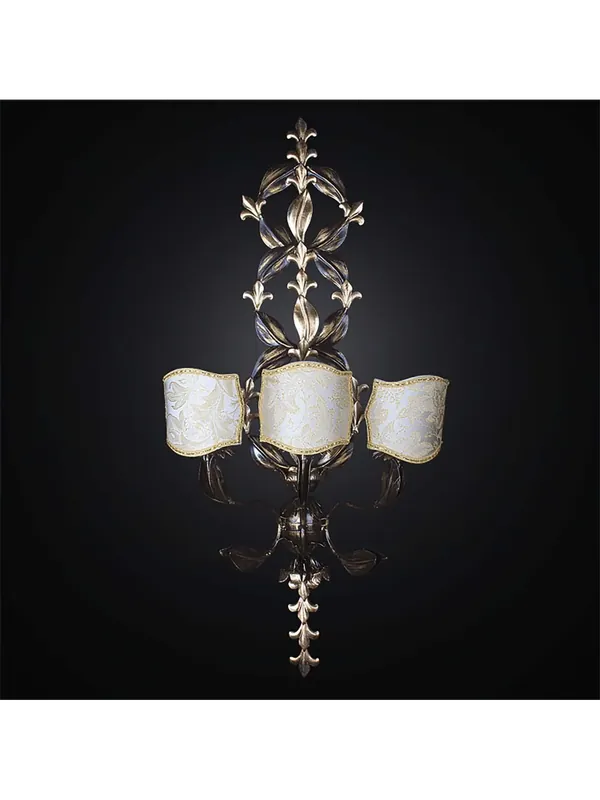 Applique classico in ferro battuto con paralumi a 3 luci BGA 2431/a3d1 Non Perdere