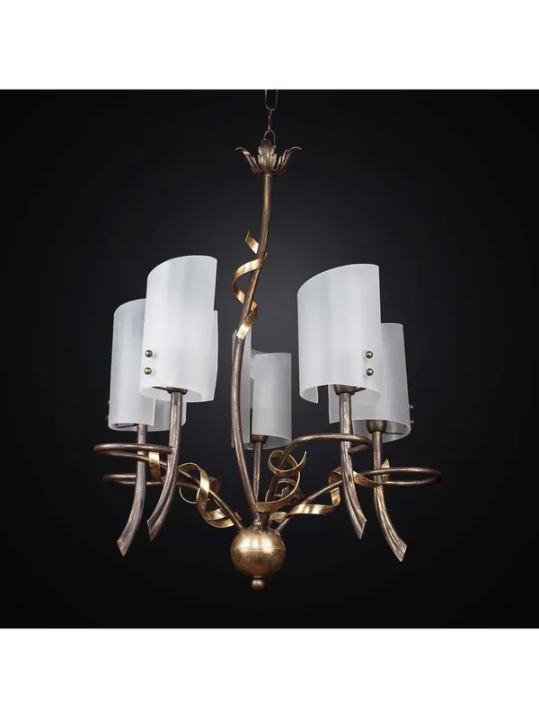 Reso Gratuito Lampadario classico in ferro battuto e foglia oro a 5 luci BGA 2636/5a