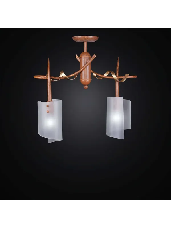 Plafoniera classica in ferro battuto ruggine a 2 luci BGA 2636/pl2 Sconto