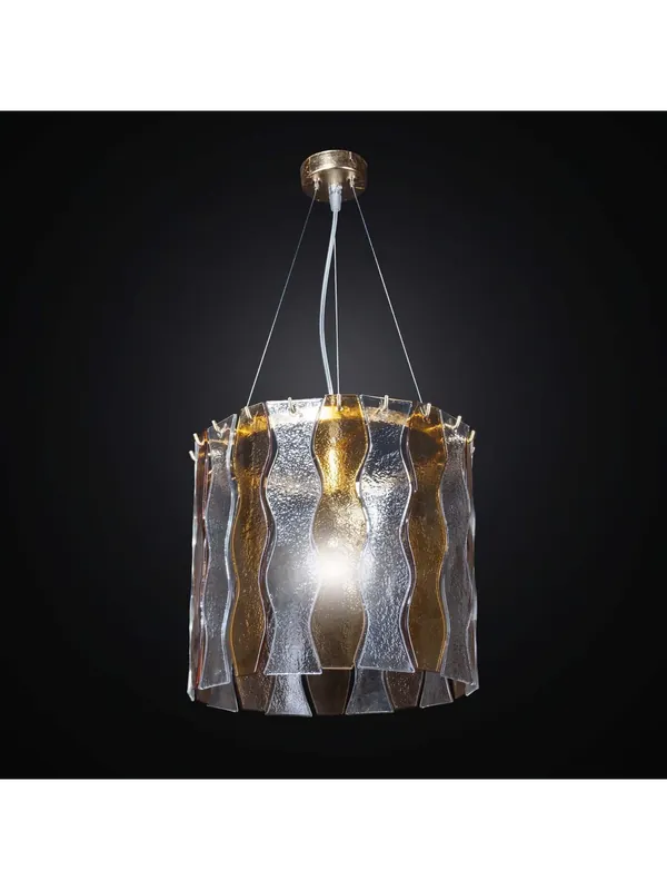 Lampadario classico vetrofusione trasparente e ambra a 1 luce BGA 2643/s30 Ordina Subito